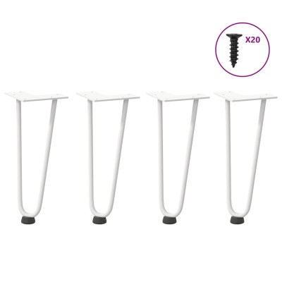 Patas de horquilla para mesa de centro (4 unidades), color blanco, 30 cm, acero macizo