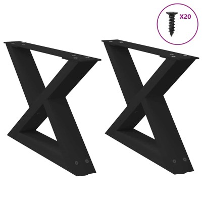 Patas para mesa de centro (2 unidades), color negro, 50 x (30-31,3) cm, acero