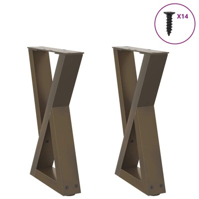 Patas para mesa de centro (2 unidades, acero natural, 28 x 42-43,3 cm)