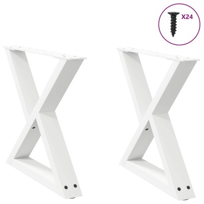 Patas para mesa de centro (2 unidades), color blanco, 50 x (42-43,3) cm, acero