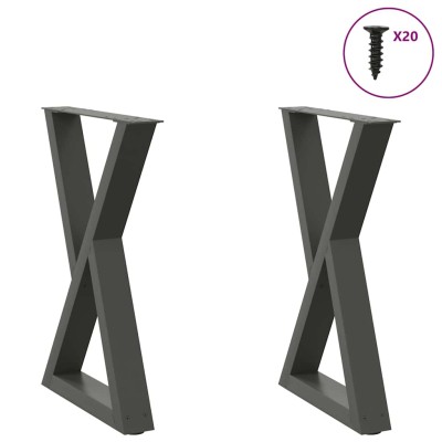 Patas para mesa de comedor (2 unidades), antracita, 60 x (72-73,3) cm, acero