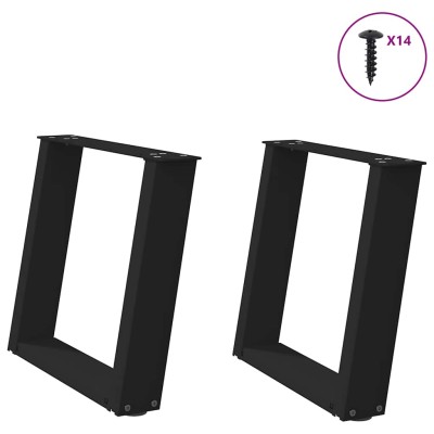 Patas para mesa de centro en forma de U (2 unidades), color negro, 50 x (42-43) cm, acero