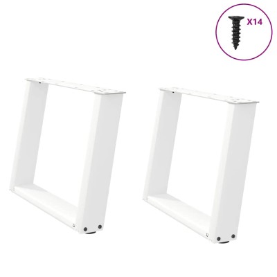 Patas para mesa de centro en forma de U (2 unidades), color blanco, 70 x (42-43) cm, acero