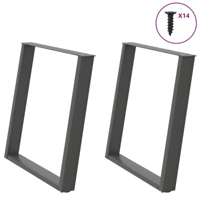 Patas para mesa de comedor en forma de U (2 unidades), antracita, 70 x (72-73) cm, acero