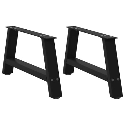 Patas para mesa de centro en forma de A (2 unidades), color negro, 60 x (30-31) cm, acero