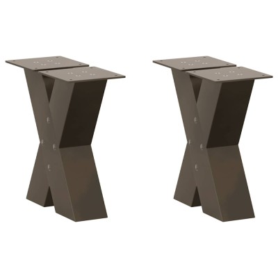 Patas para mesa de centro en forma de X (2 unidades, acero natural, 30 x 30-31 cm)