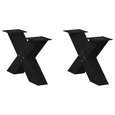 Patas para mesa de centro en forma de X (2 unidades), color negro, 50 x (30-31) cm, acero