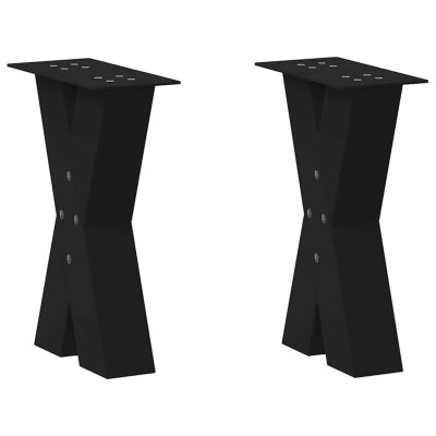 Patas para mesa de centro en forma de X (2 unidades), color negro, 38 x (42-43) cm, acero
