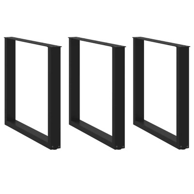 Patas para mesa de comedor en forma de U (3 unidades), color negro, 90 x (72-73) cm, acero