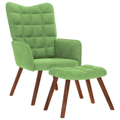 Sillón de relax con reposapiés terciopelo verde claro