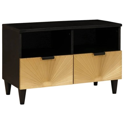 Gabinete de TV con cajón Negro y dorado 70 x 33 x 46 cm