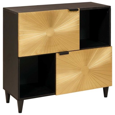 Armario auxiliar con puerta Negro y dorado 80 x 33.5 x 75 cm