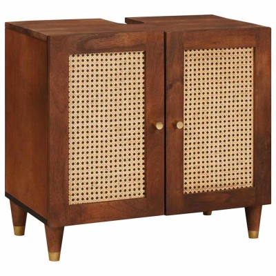 Mueble de lavabo con estante con puerta Marrón 62 x 33 x 58 cm