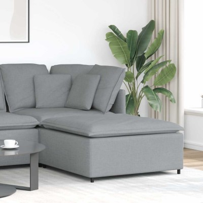 Sofá modular con reposapiés, gris claro, 100 x 100 x 48 cm