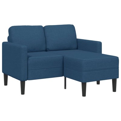 Sofá de 2 plazas con chaise longue en forma L Tela Azul 125 cm