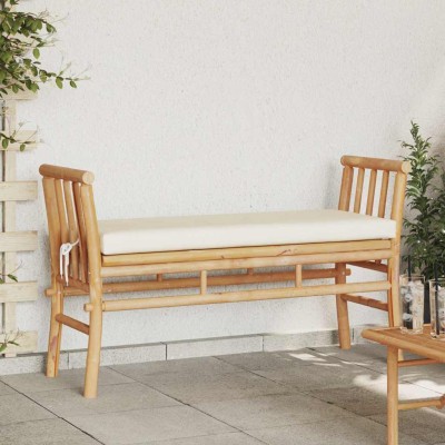 Banco de jardín con cojín Marrón 110 x 38 x 65cm Bambú