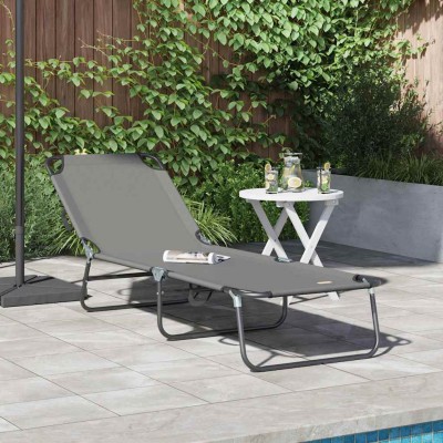 Tumbona plegable 1-persona Gris 56 x 189 x 87cm tela