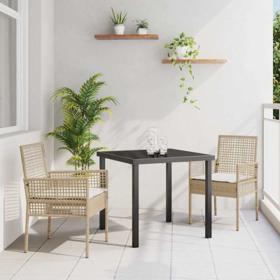 Silla de Jardín 2 pcs Beige 53 x 60 x 85cm ratán sintético