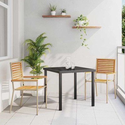 Sillas apilables de jardín 2 pcs Marrón y Beige