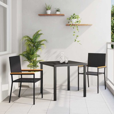 Sillas apilables de jardín 2 pcs Negro y Marrón