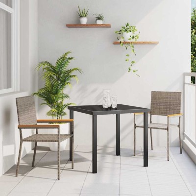 Sillas apilables de jardín 2 pcs Gris y marrón