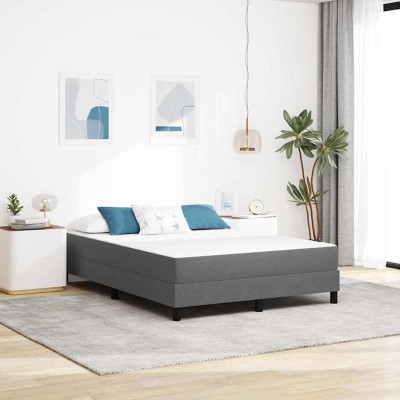 Colchón de Cama con colchón Gris Claro 140 x 200 cm tela