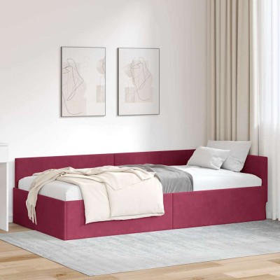 Estructura de cama en esquina Otro Rojo vino tinto 90 x 200 cm
