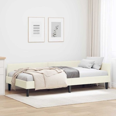 Estructura de Cama Esquinera con cabecera Crema 90 x 190 cm