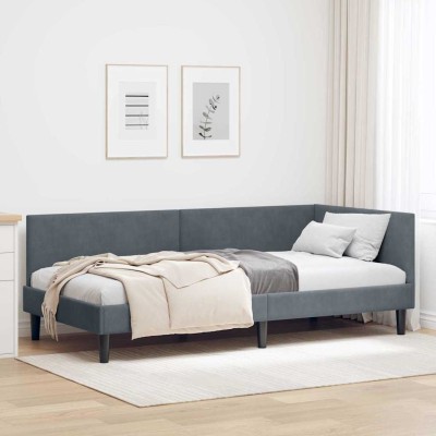 Estructura de cama en esquina Otro Gris oscuro 90 x 200 cm