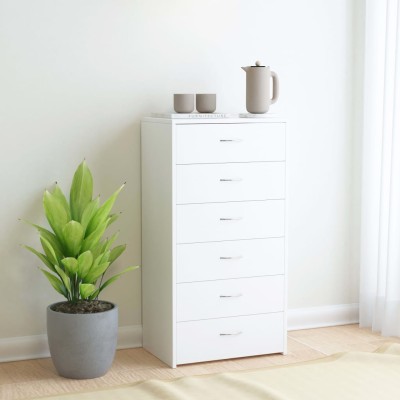 Aparador con 6 cajones madera contrachapada blanco 50x34x96 cm