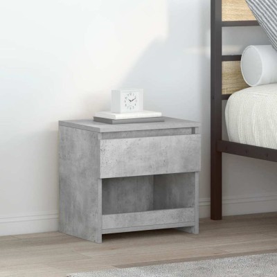 Mesita de noche madera ingeniería gris hormigón 40x30x39 cm