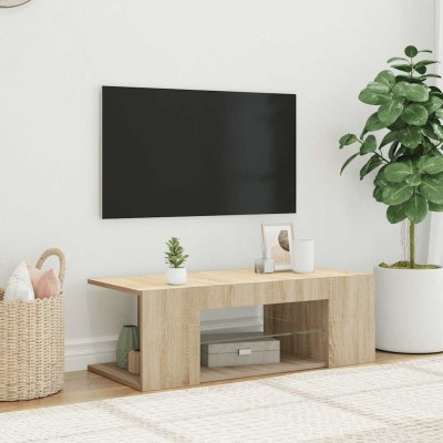 Mueble de TV con luces LED roble Sonoma 90x39x30 cm